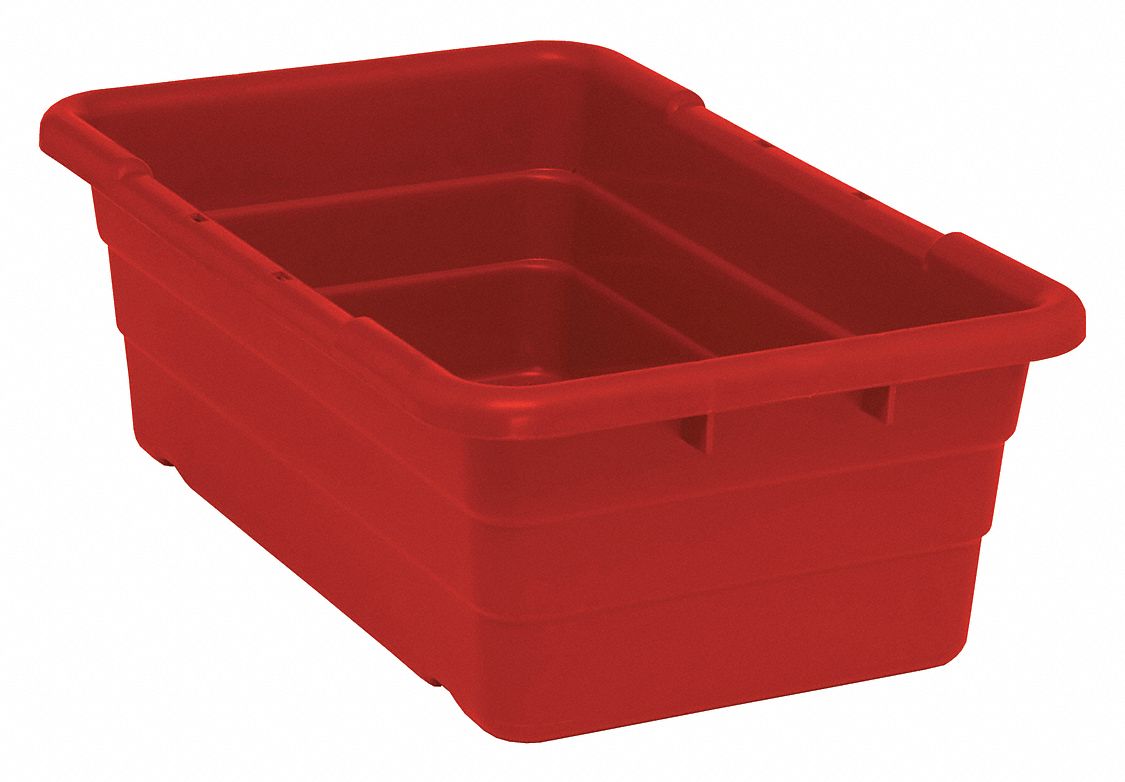 CROSS STACKING CONTAINER, 9.8 GALON, 25⅛ IN X 16 IN X 8½ IN, RED