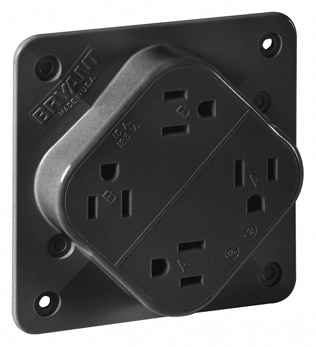 RECEPTACLE,BLACK,15 A,2P3W,BACK,SIDE