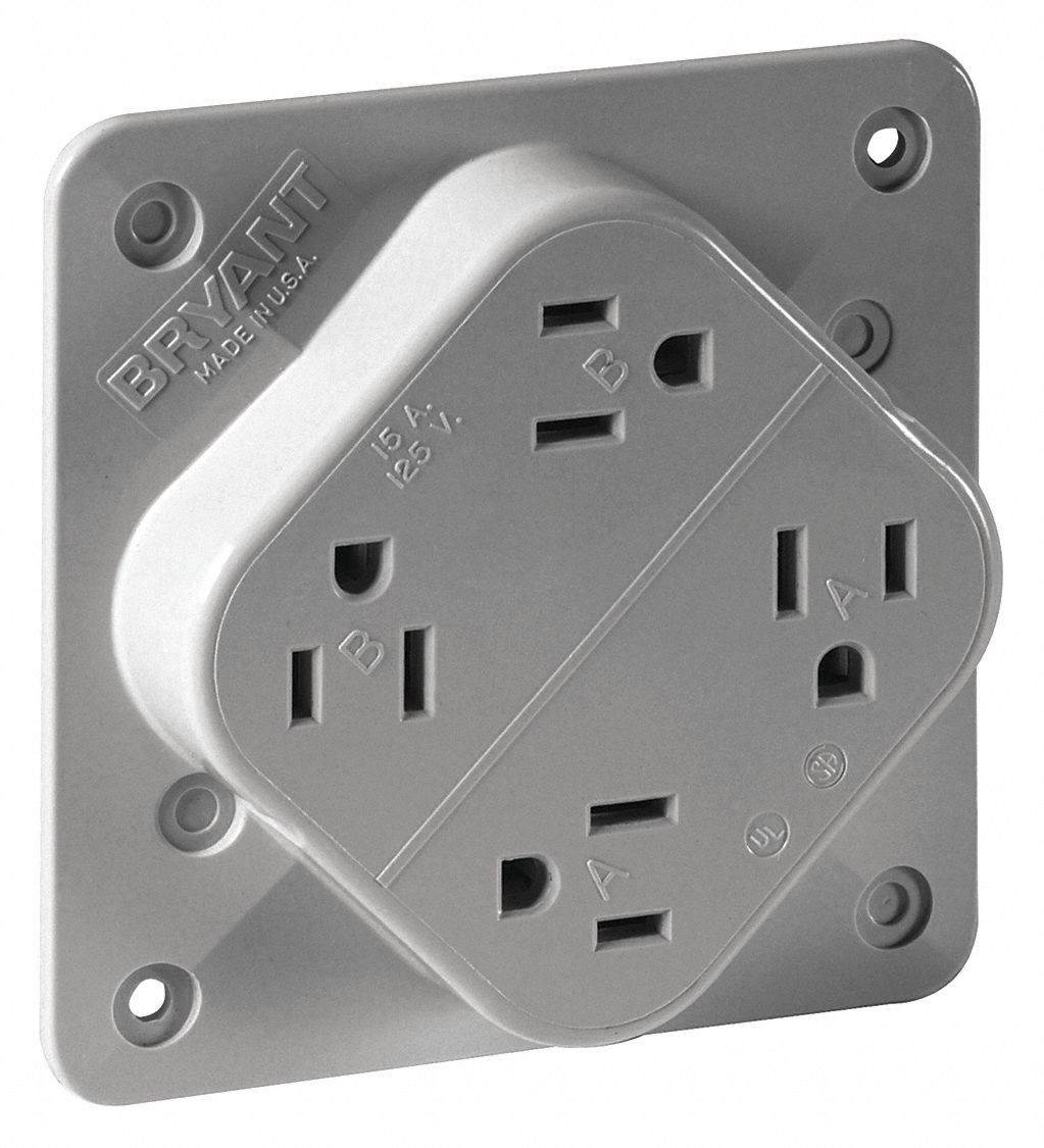 RECEPTACLE,GRAY,15 A,2P3W,BACK,SIDE