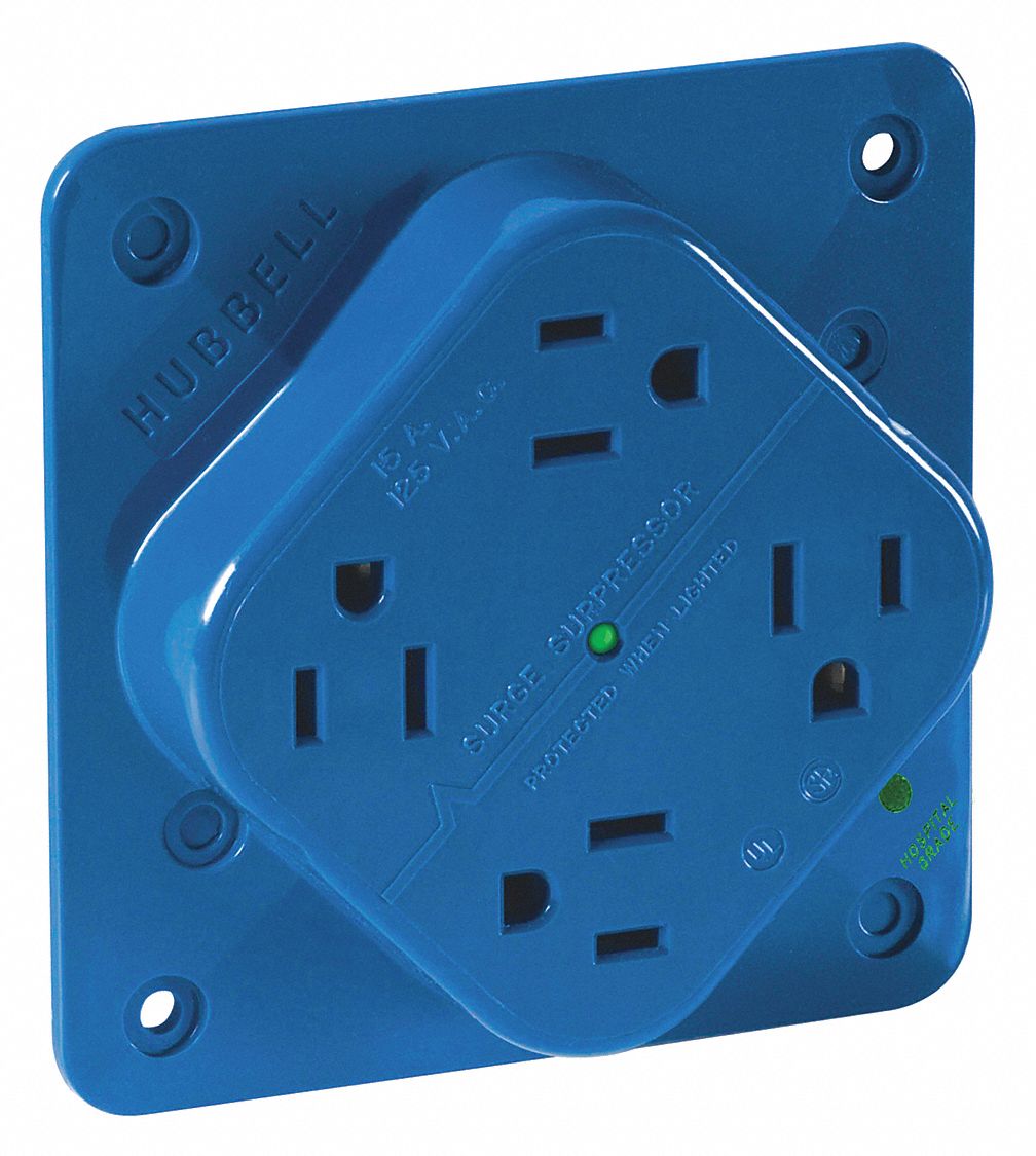 RECEPTACLE,BLUE,QUAD OUTLET,15 A,2 POLES