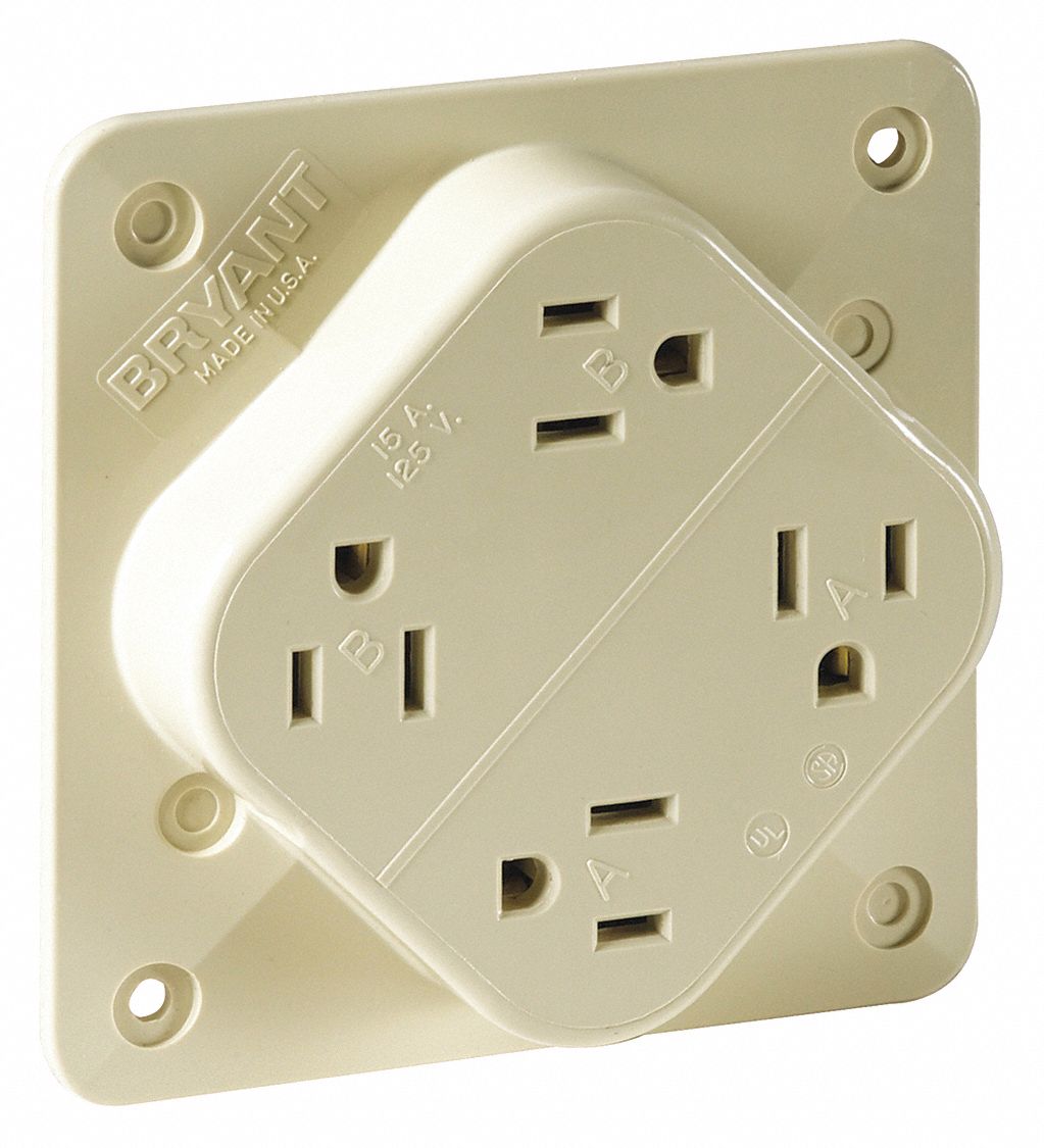 RECEPTACLE,IVORY,15 A,2P3W,BACK,SIDE