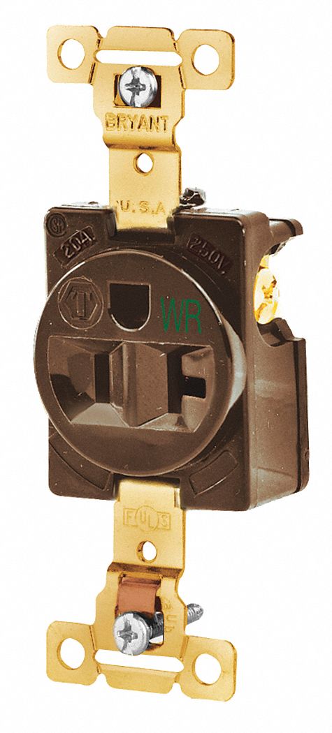 RECEPTACLE,20 A,125V AC,SINGLE OUT,BRWN