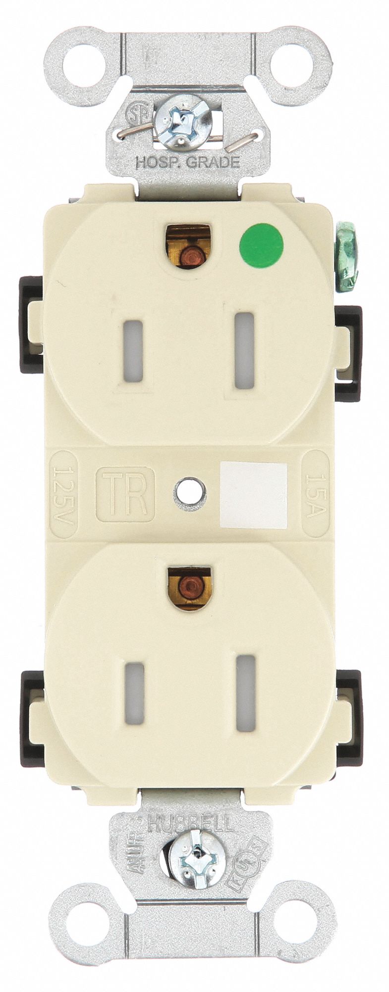 PRISE, DOUBLE, 2 PÔLES/3 FILS, NYLON, 125 V CA, 15 A, BORNES À VIS, 5-15R, 1/2 HP, 10 AWG, IVOIRE