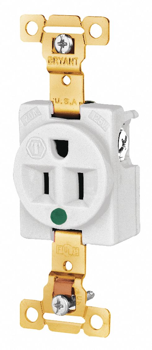 RECEPTACLE,WHITE,15 A,HOSPITAL GRADE