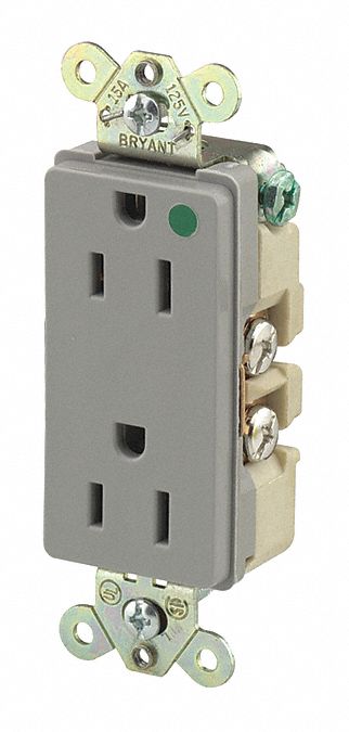 RECEPTACLE,GRAY,15 A,BACK/SIDE,125V AC