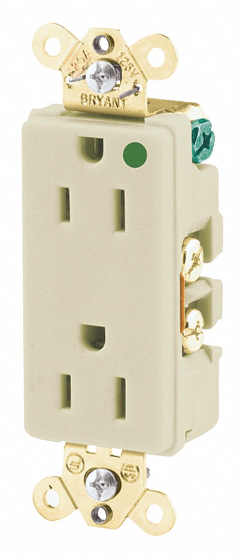RECEPTACLE,IVORY,15 A,BACK/SIDE,125V AC