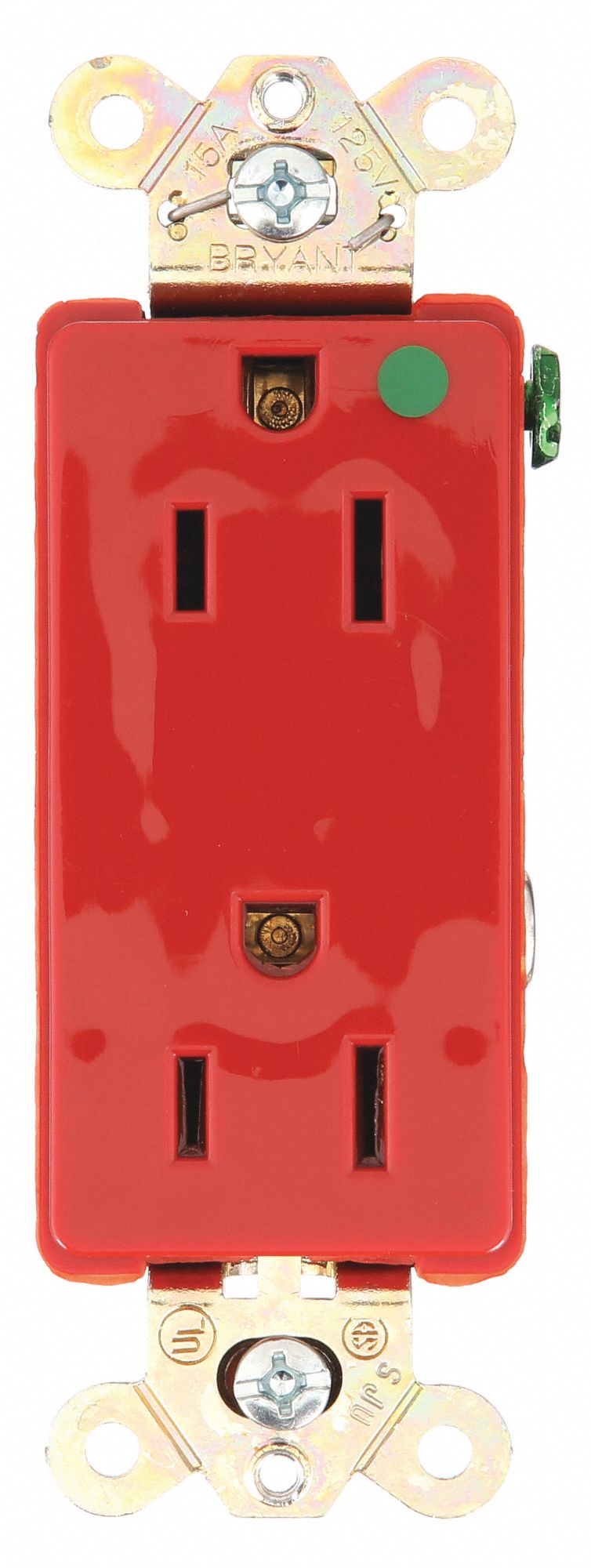 Receptacle: Decorator Duplex, 5-15R, 15 A, 125V AC, Red, 2 Pole / 3 Wire Poles & Wires