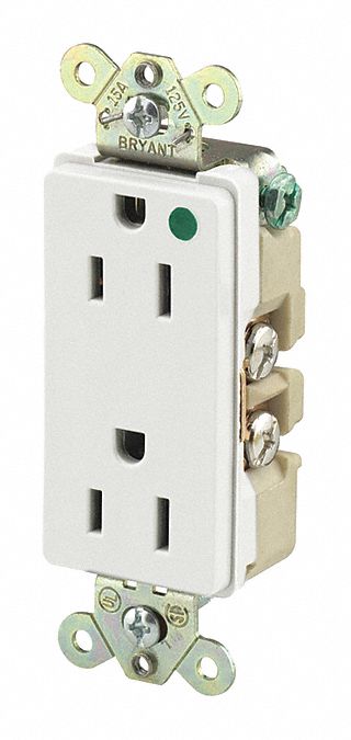 RECEPTACLE, DECORATOR DUPLEX, 5-20R, 15 A, 125V AC, WHITE, SCREW TERMINALS