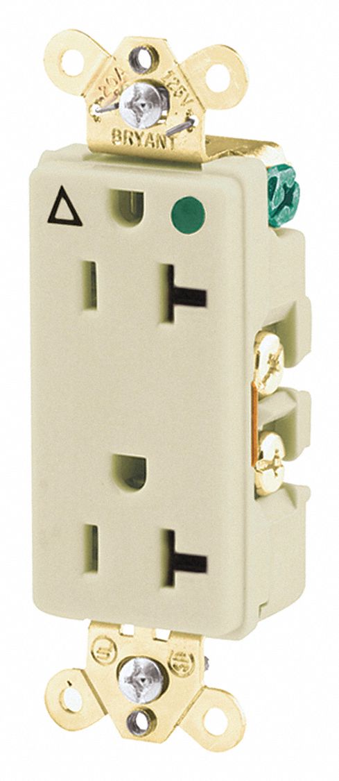 Receptacle: Decorator Duplex, 5-20R, 20 A, 125V AC, Ivory, 2 Pole / 3 Wire Poles & Wires