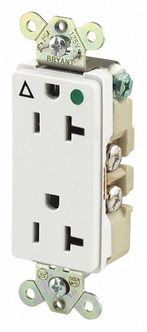 RECEPTACLE,WHT,20 A,125V AC,FLUSH MOUNT