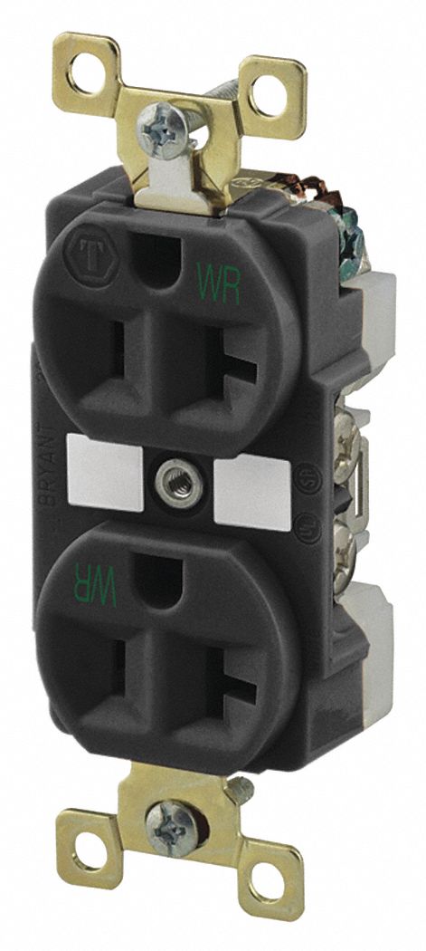 RECEPTACLE,BLACK,20 A,WEATHER RESISTANT
