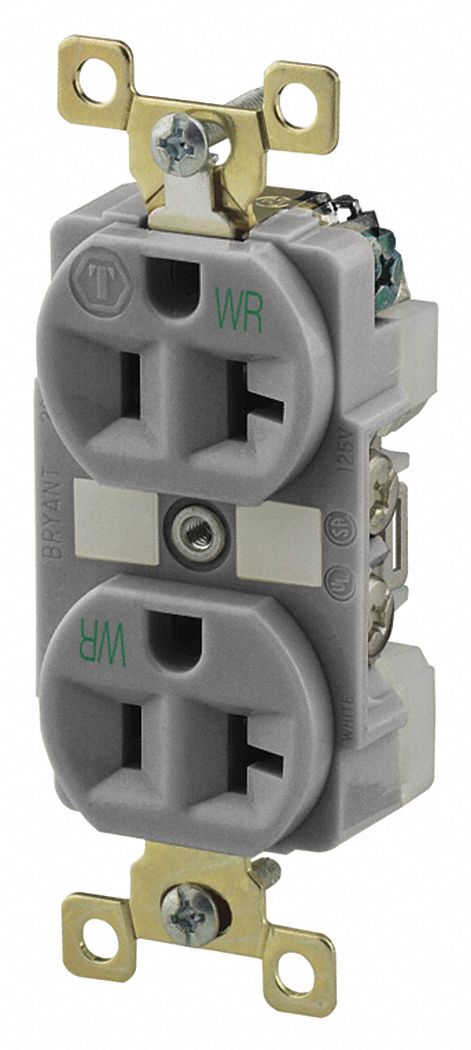 RECEPTACLE,GRAY,20 A,DUPLEX OUTLET,NYLON