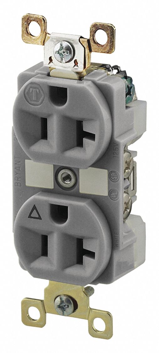 RECEPTACLE,GRAY,20 A,DUPLEX OUTLET