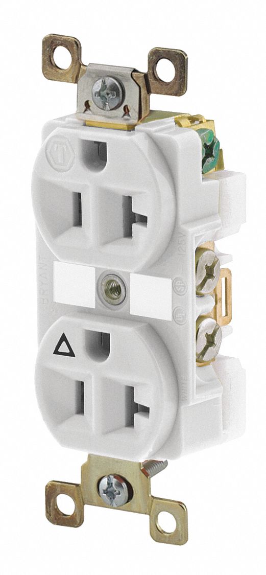RECEPTACLE,IVORY,20 A,DUPLEX OUTLE,NYLON