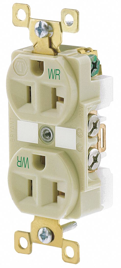 RECEPTACLE,IVORY,20 A,WEATHER RESISTANT