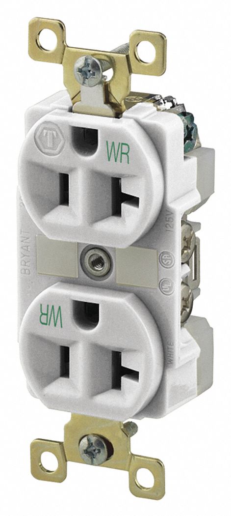 RECEPTACLE,WHITE,20 A,WEATHER RESISTANT