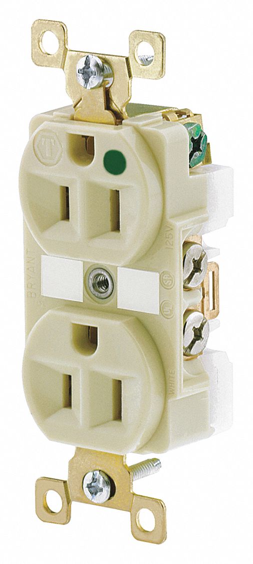 RECEPTACLE,IVORY,15 A,125V AC,ILLUMINATE