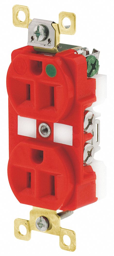 RECEPTACLE,RED,15 A,125V AC,ILLUMINATED