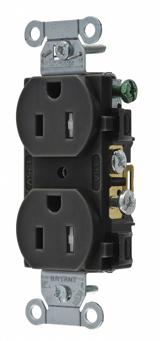 RECEPTACLE,BLACK,15 A,TAMPER RESISTANT