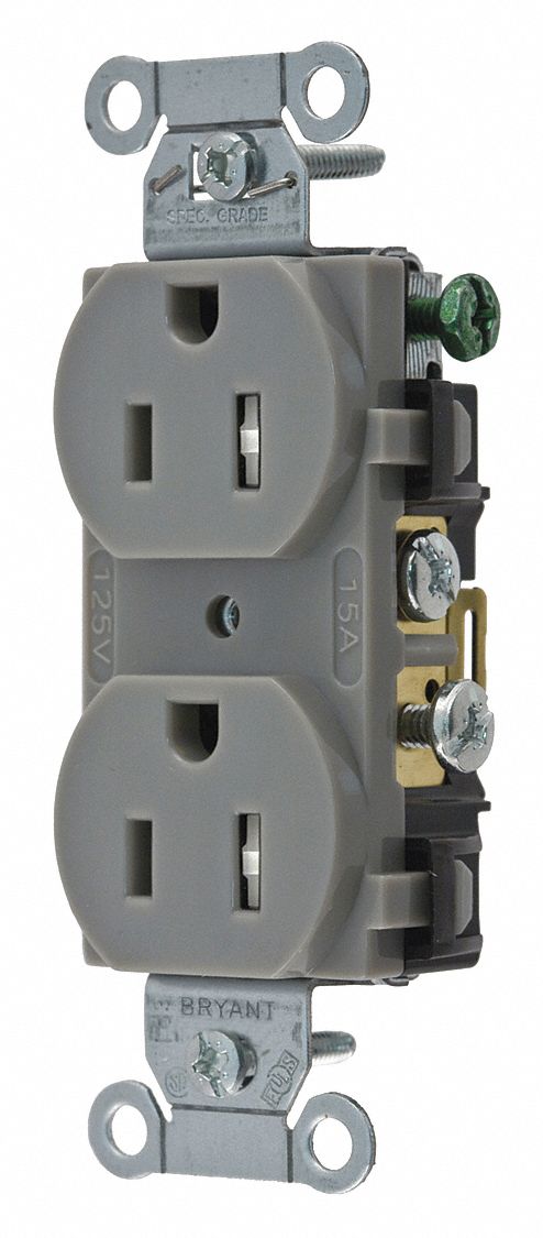 RECEPTACLE,GRAY,15 A,2P3W,BACK,SIDE
