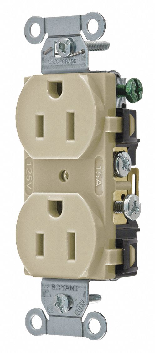RECEPTACLE,IVORY,3 WIRE,TAMPER RESISTANT