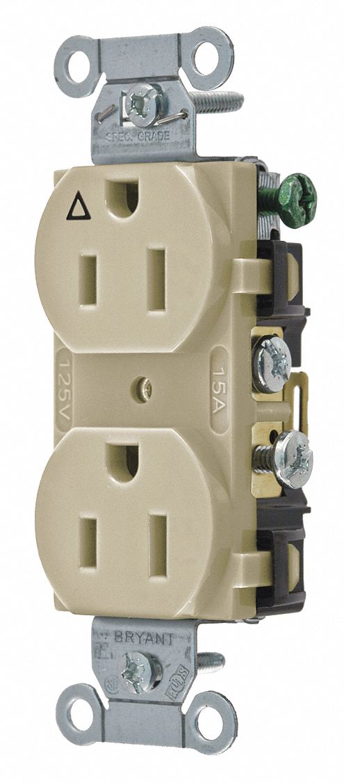 RECEPTACLE,IVORY,15 A,2P3W,BACK,SIDE