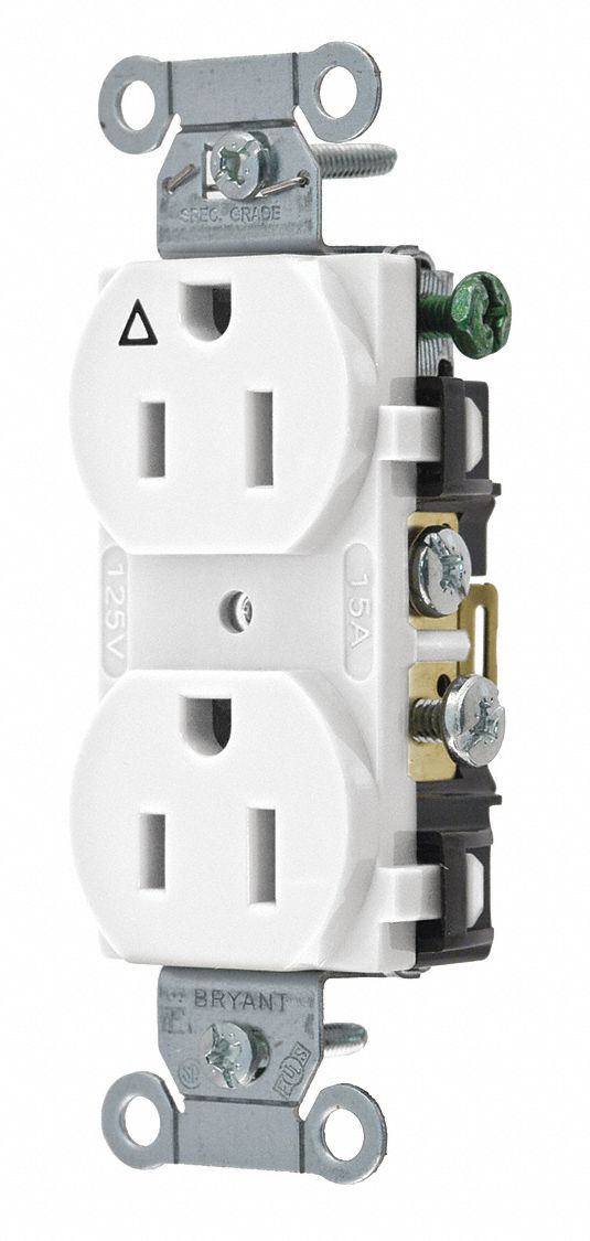 RECEPTACLE,WHITE,15 A,2P3W,BACK,SIDE