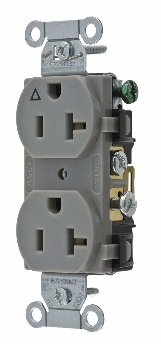 RECEPTACLE,GRAY,20 A,3 WIRE,SIDE WINNING
