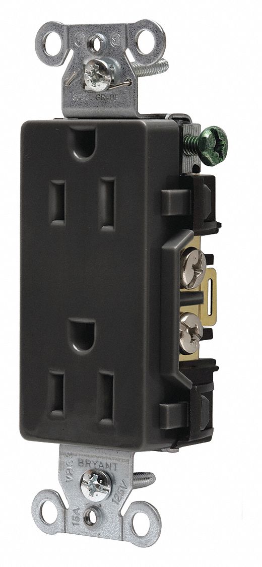 RECEPTACLE,BLK,15 A,FLUSH MOUNT,125V AC