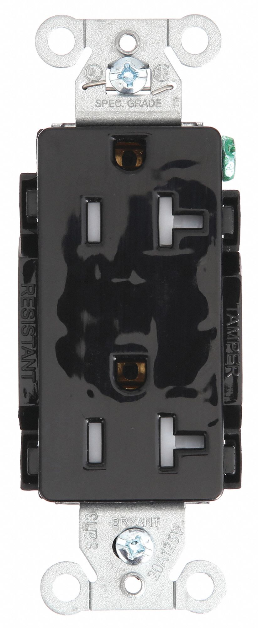 Receptacle: Decorator Duplex, Black, 5-20R, 20 A, 125V AC, 2 Pole / 3 Wire, Screw Terminals