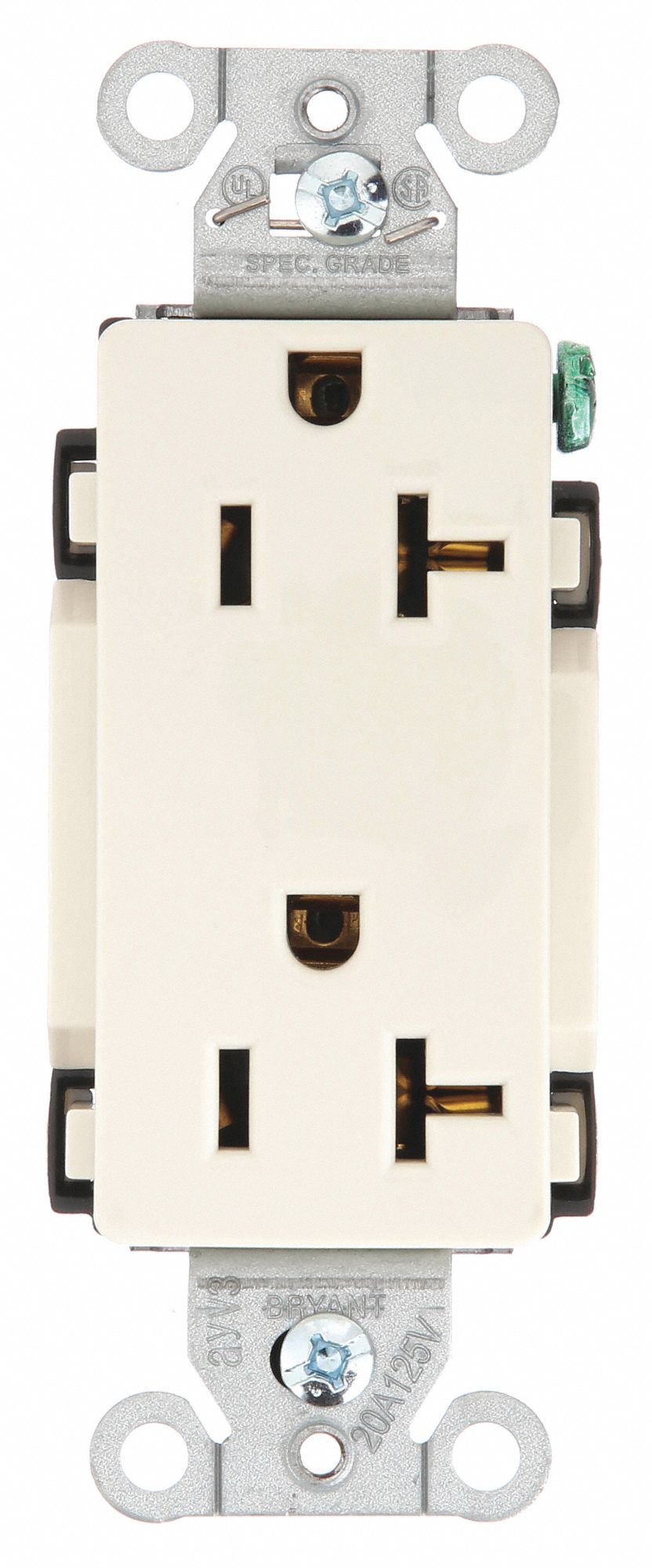 Receptacle: Decorator Duplex, Light Almond, 5-20R, 20 A, 125V AC, 2 Pole / 3 Wire