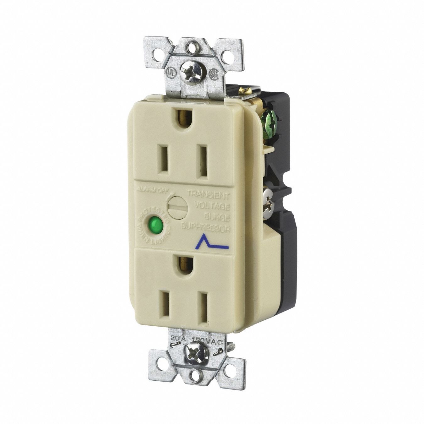 RECEPTACLE,IVORY,15 A,AUDIBLE ALARM
