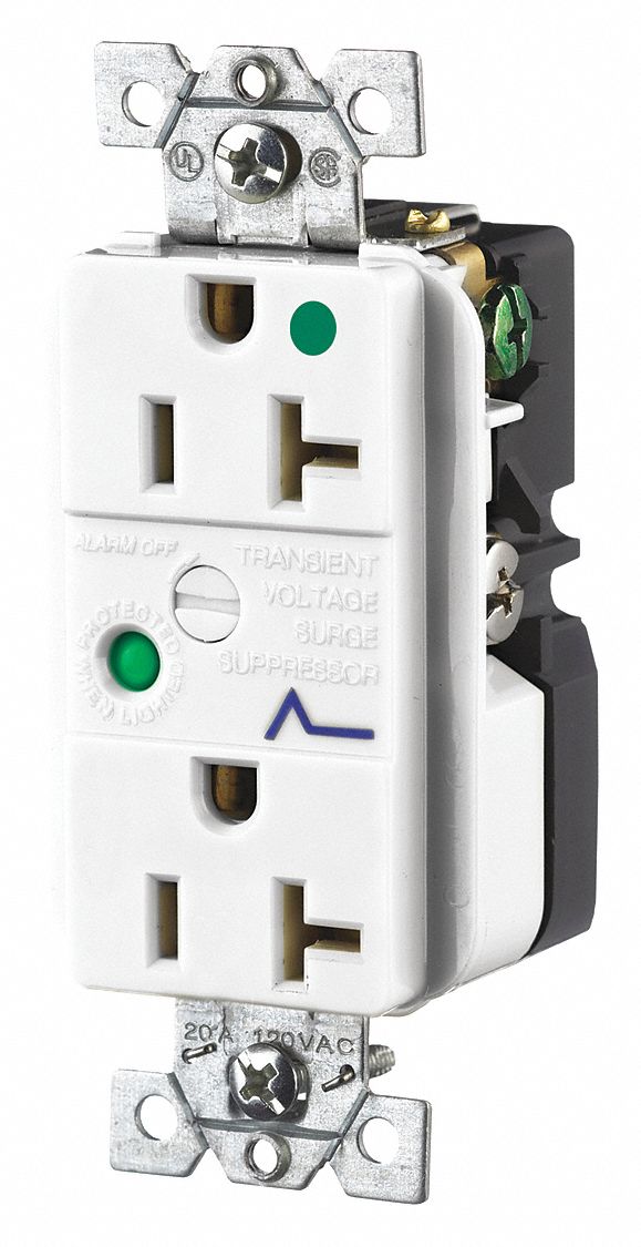 RECEPTACLE,WHT,20 A,AUDIBLE ALARM,NYLON