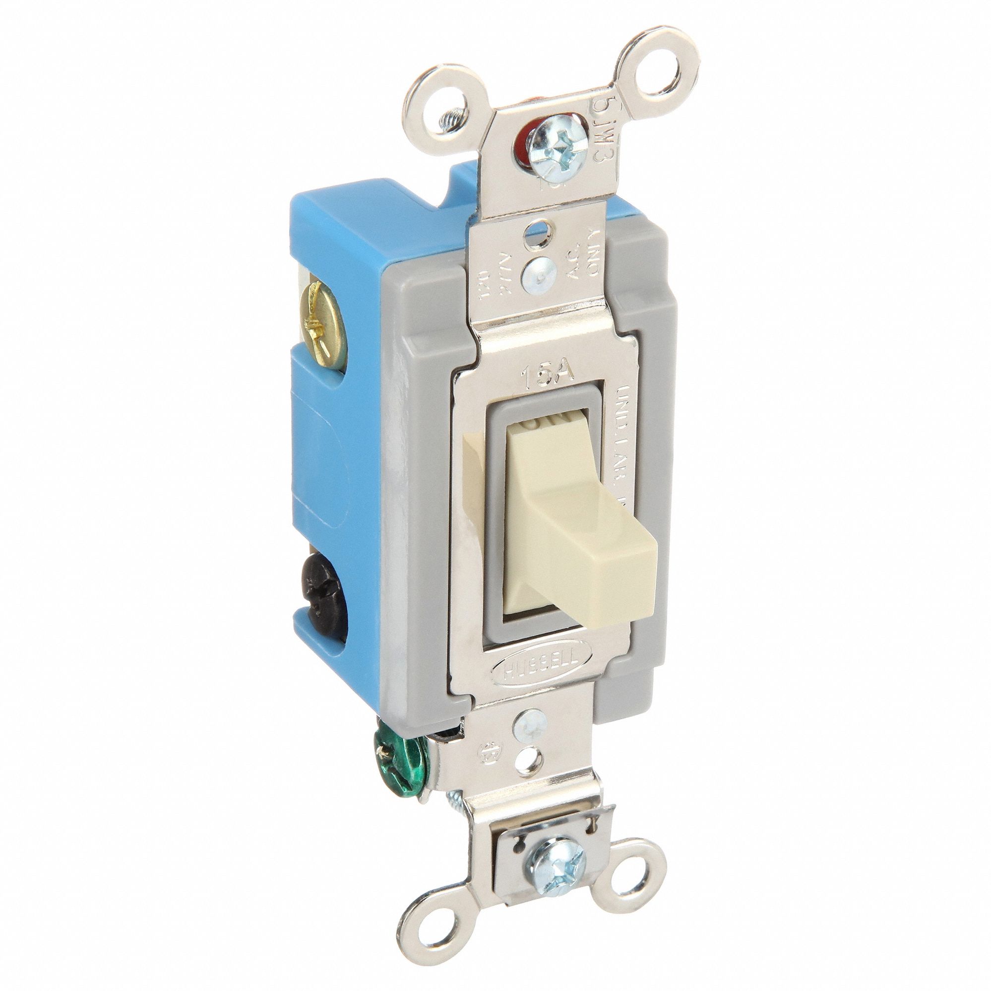 Wall Switch: Toggle Switch, Single Pole/Double Throw, Ivory, 15 A, 120/277V AC, Screw Terminals