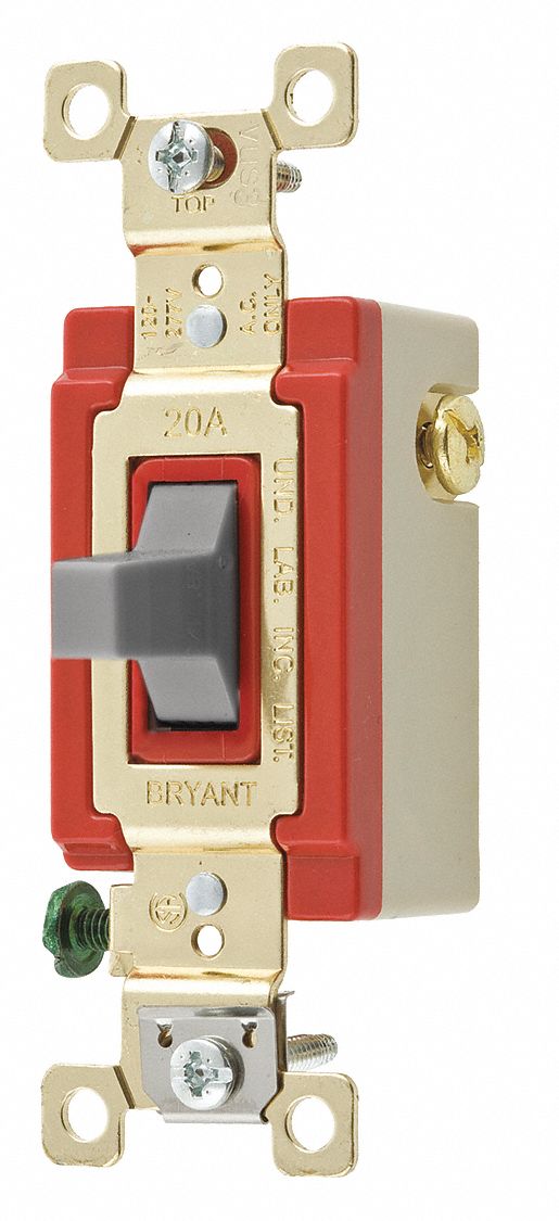 BRYANT Wall Switch, 1-Pole, Momentary, Toggle - 52HE80|4921GRY - Grainger