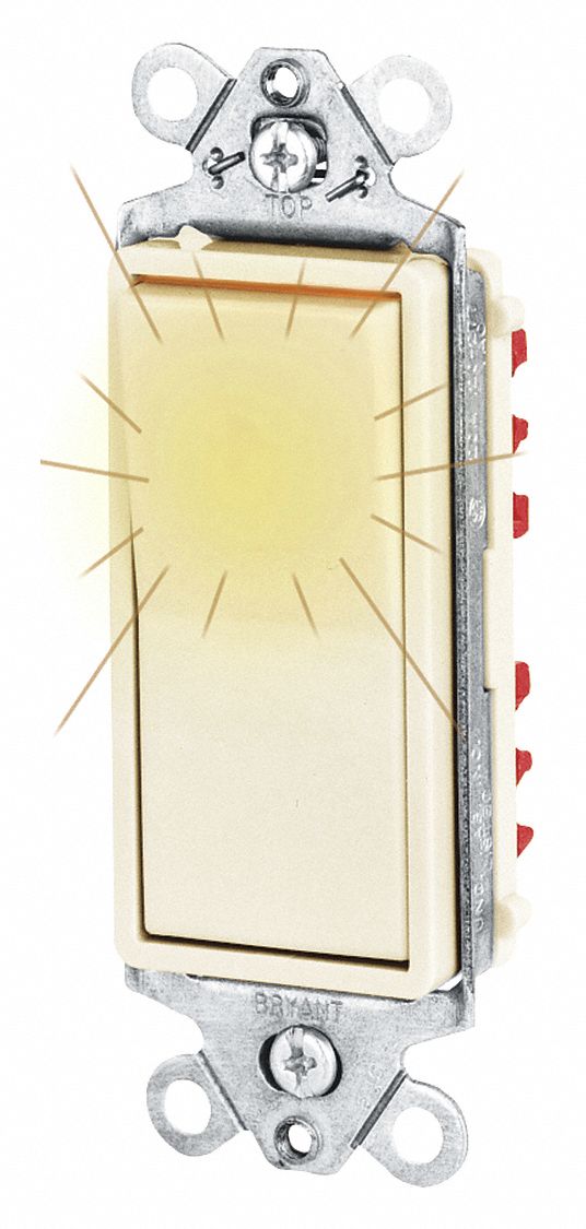 ILLUMINATED WALL SWITCH,IVORY,3-WAY TYPE