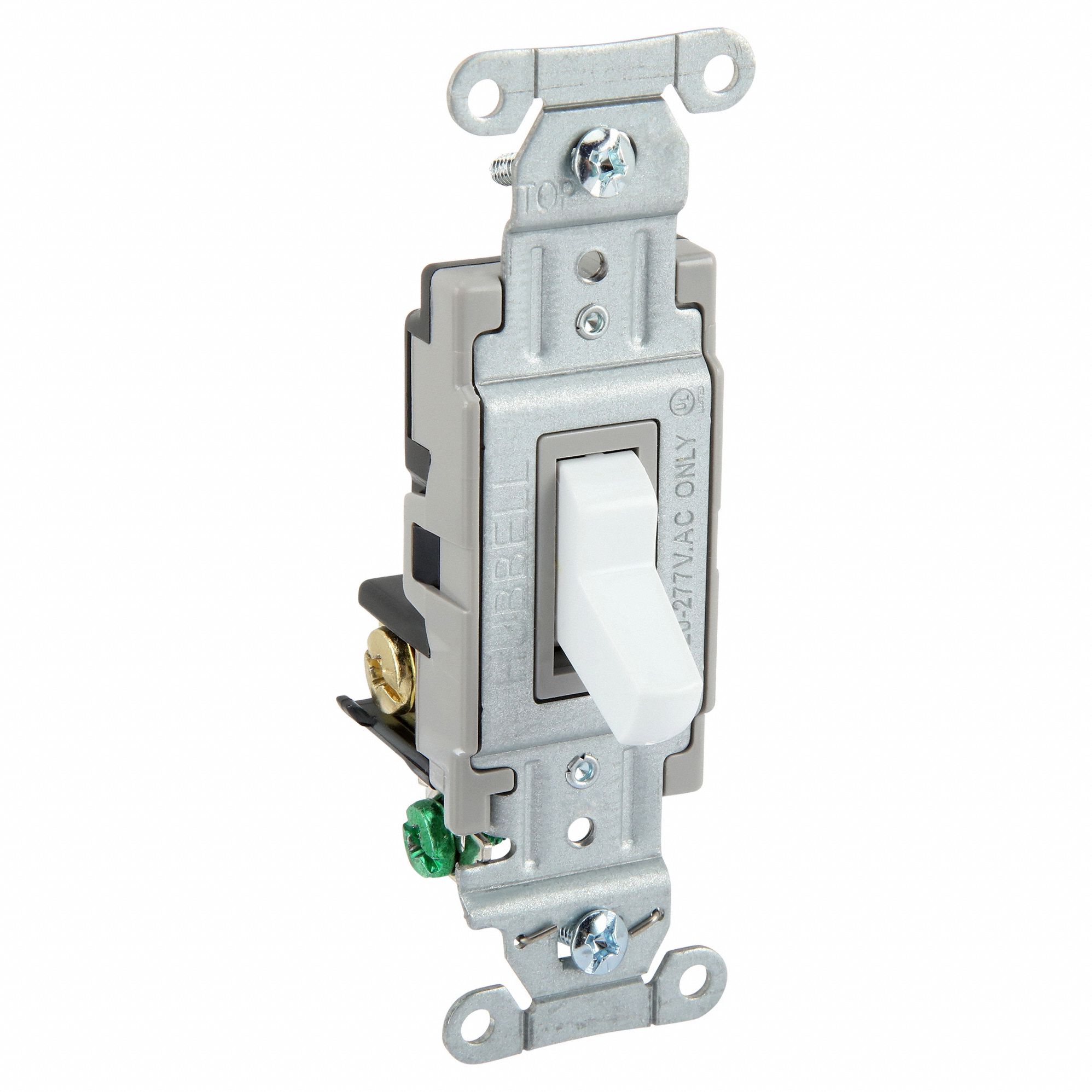 Wall Switch, 15A, White, Toggle, 1 to 2 HP