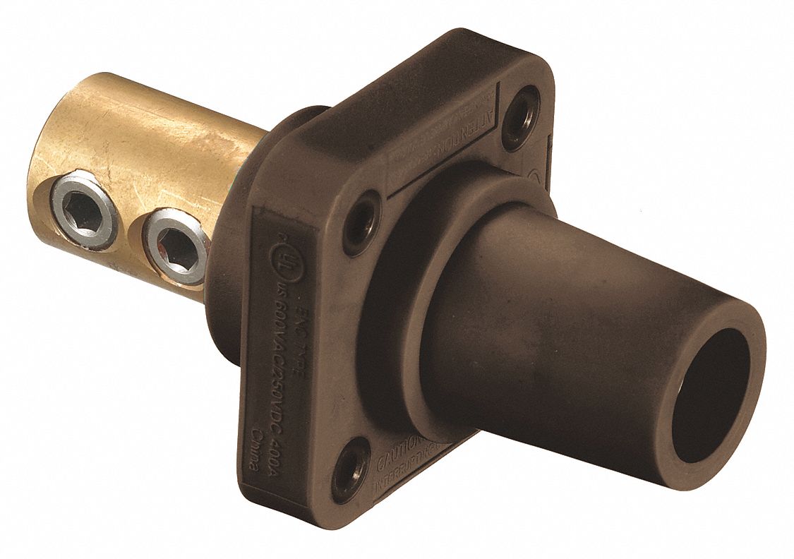 Receptacle: For Male Plugs, 400 A, Straight, Brown, Square, Through Hole Mounting