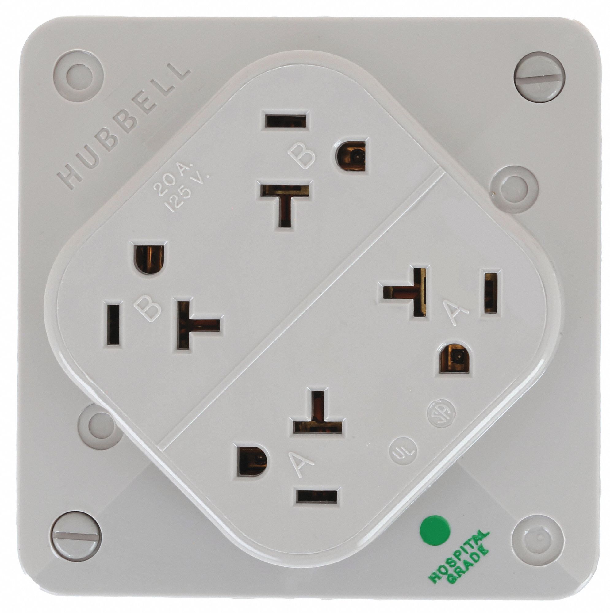 HOSP,4-PLEX,PRISE,20A,125V,5-20R,GR