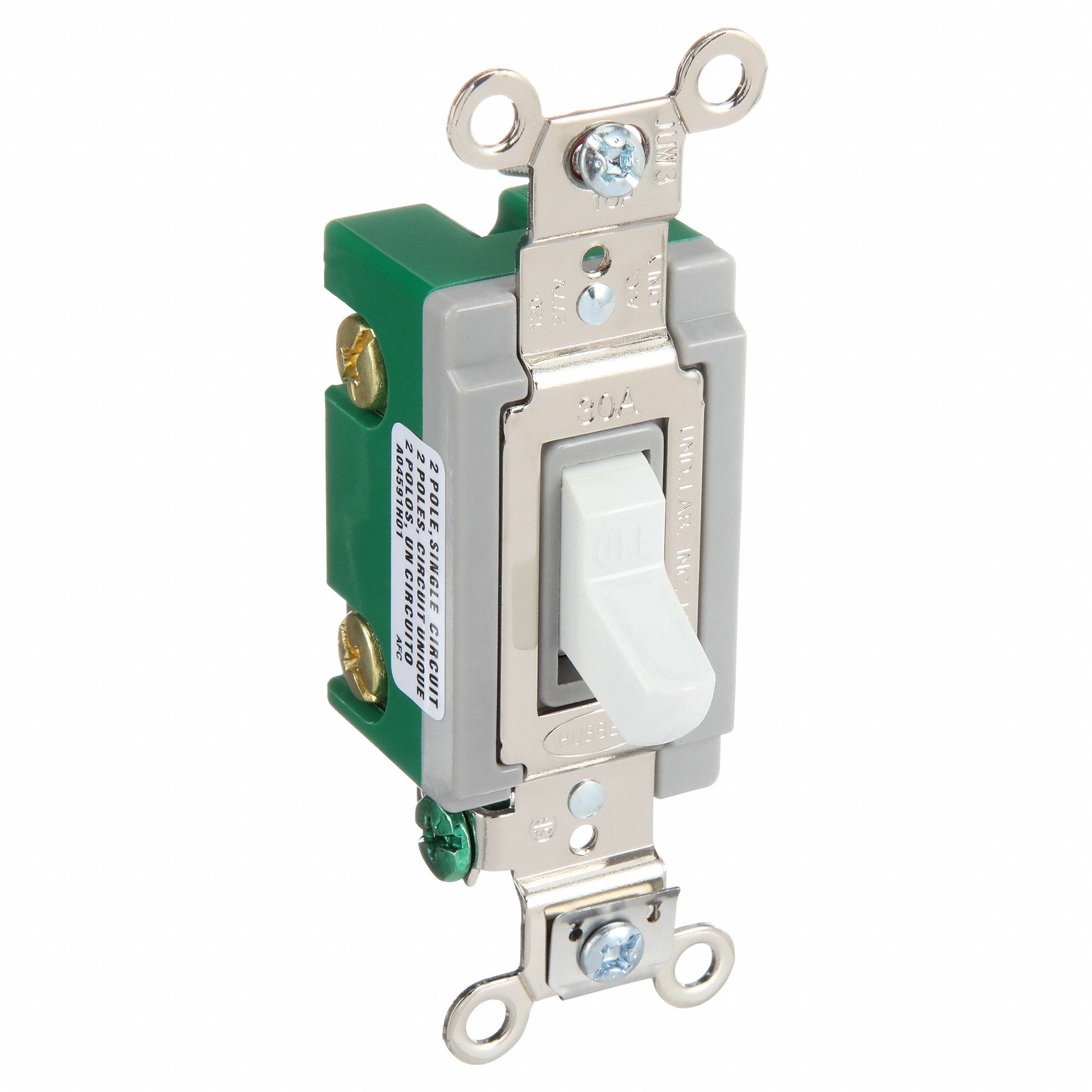 Toggle Switch, Double Pole, Wall Switch - 52HF31|HBL3032W - Grainger, image size:1998x1998