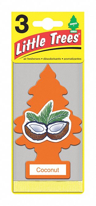 Coconut Scented Air Freshener Card with String, Orange, 3 PK