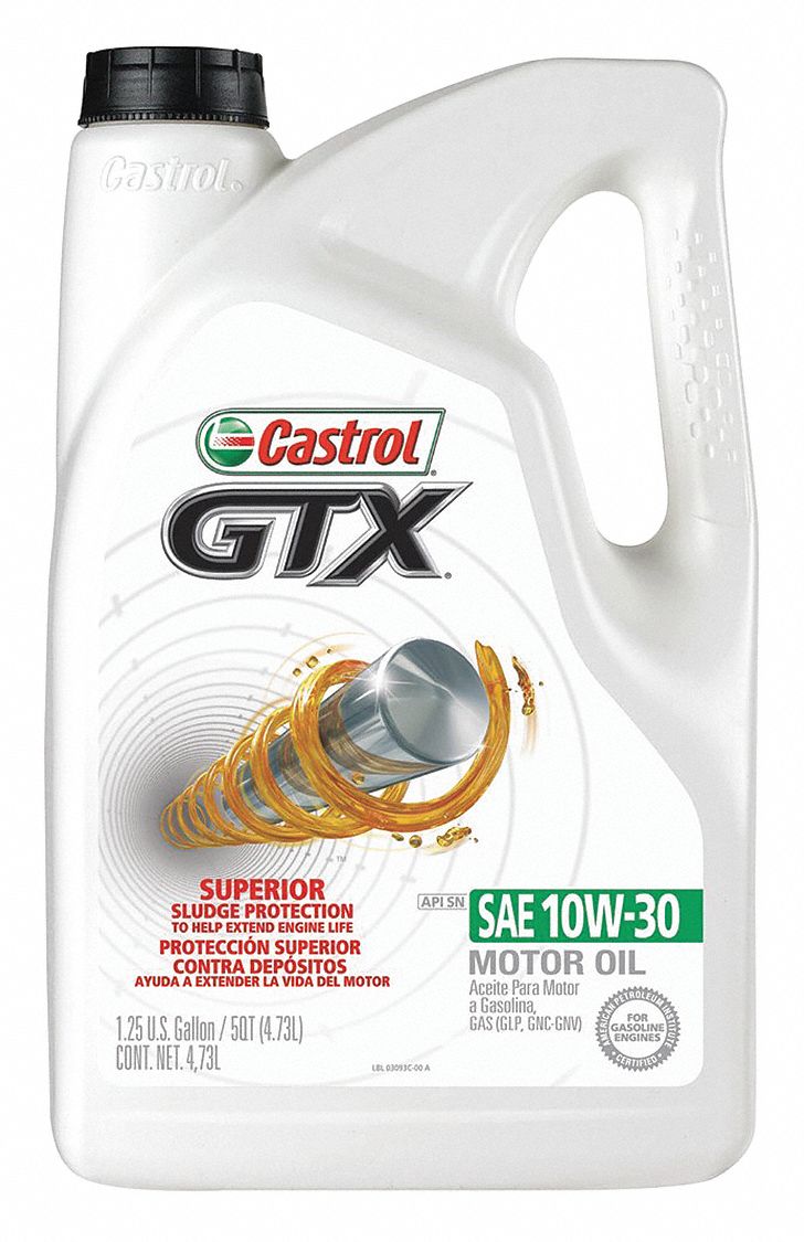 Engine Oil: 5 qt Size, Bottle, 10W-30, Amber, Conventional