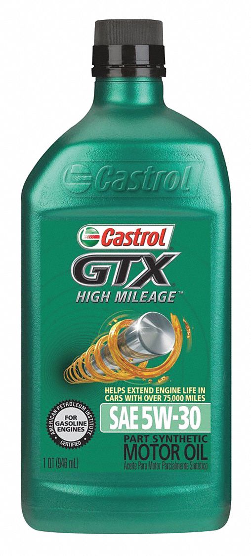 Engine Oil: Synthetic Blend, Gasoline Engines, 1 qt Size, Bottle, 5W-30, GTX High Mileage