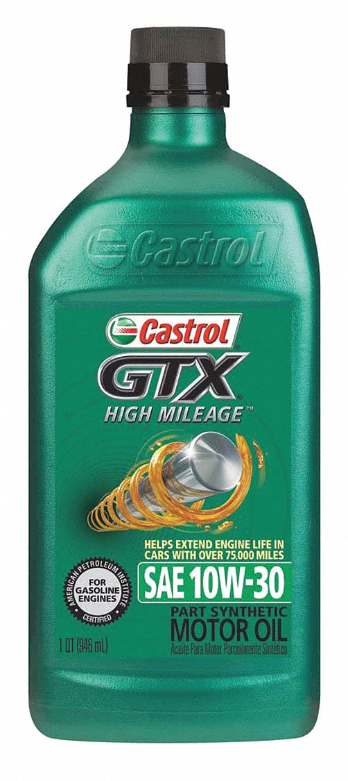 Engine Oil: 1 qt Size, Bottle, 10W-30, Amber, Synthetic Blend