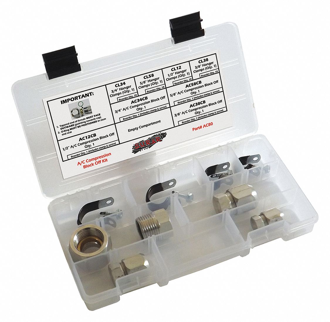 COMPRESSION BLOCK OFF KIT, A/C BLOCK OFF KIT, AC80, 4 PIECE