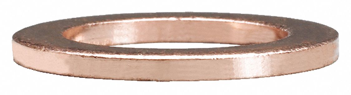 Brake Line Washer: Brake Line Washer, Copper, 25/32 in Outside Dia, 10 Pieces, 10 PK