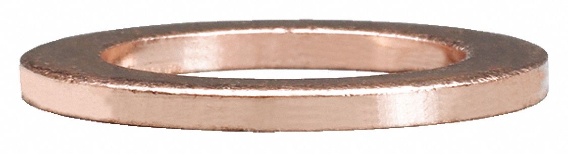 Brake Line Washer: Brake Line Washer, Copper, 15/16 in Outside Dia, 10 Pieces, 10 PK