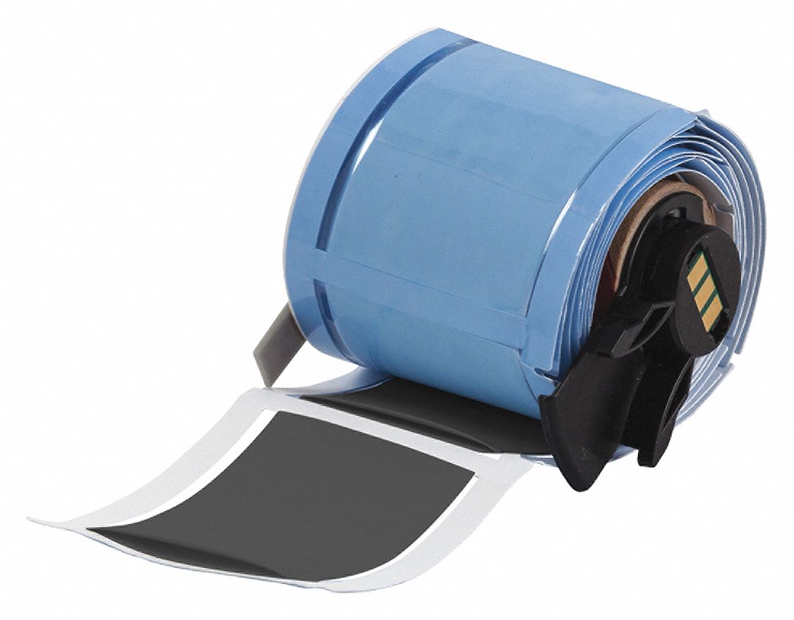 Sleeve Label: 1 in x 2 in, Polyolefin, Black (Matte), For 4 AWG to 10 AWG Wire Gauge