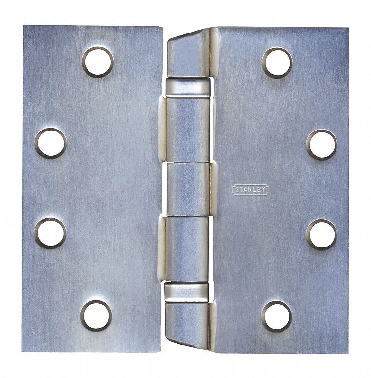 Butt Hinge: Steel, Full Mortise, 1 13/16 in Leaf Wd