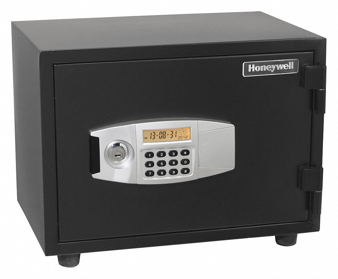 Safe: Key Lock, 0.58 cu ft Capacity, Steel, 14 3/4 in H x 19 1/8 in W x 13 3/4 in D, Fire Rated